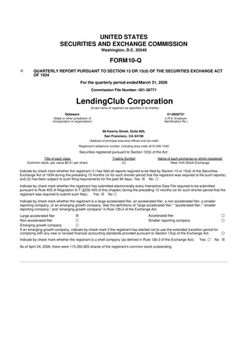 Thumbnail LendingClub
 10-Q Quarterly Report FY2026 