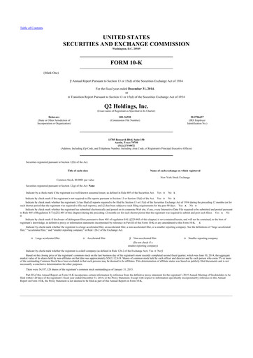 Thumbnail Q2 10-K Annual Report 2014