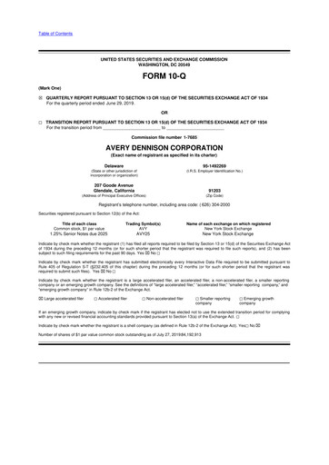 Thumbnail Avery Dennison
 10-Q Quarterly Report FY2019 