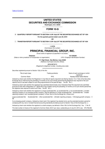 Thumbnail Principal Financial Group 10-Q Quarterly Report FY2019 