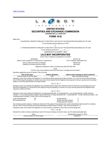 Thumbnail La-Z-Boy
 10-Q Quarterly Report FY2020 