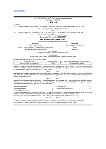 Miniature The First Bancshares 10-Q Rapport trimestriel 2021 