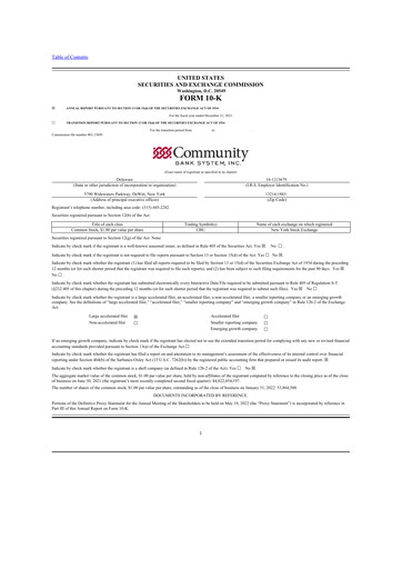 Thumbnail Community Financial System 10-K Annual Report 2021