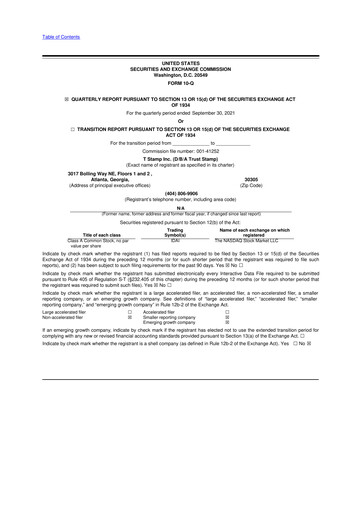 Vorschaubild T Stamp Inc. (TrustStamp) 10-Q Quartalsbericht 2021 