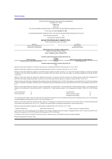 Miniature KULR Technology Group 10-K Rapport annuel 2021