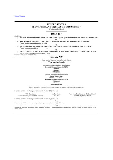 Thumbnail Curevac 20-F Annual Report 2020