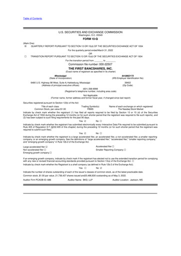 Miniature The First Bancshares 10-Q Rapport trimestriel 2022 