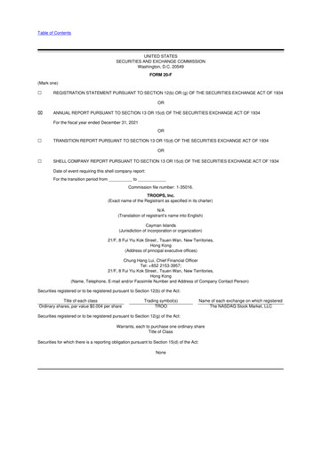 Vorschaubild TROOPS, Inc. 20-F Jahresbericht 2021