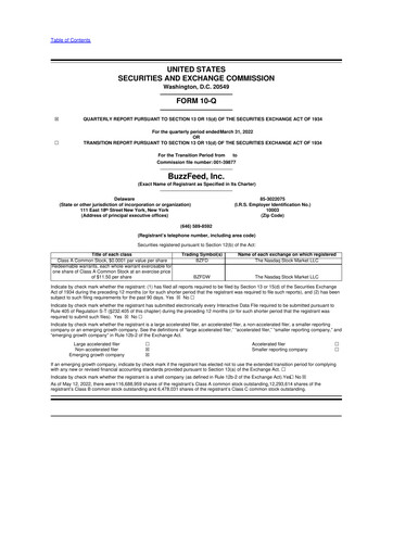 Miniature Buzzfeed 10-Q Rapport trimestriel 2022 