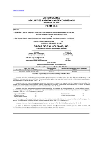 Miniature Direct Digital Holdings 10-Q Rapport trimestriel 2022 