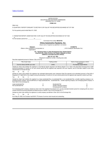 Thumbnail China Automotive Systems 10-Q Quarterly Report FY2022 