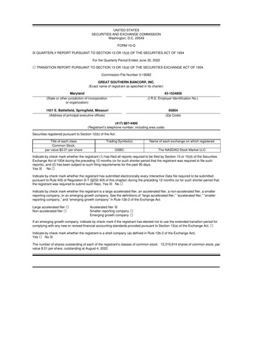 Miniature Great Southern Bancorp 10-Q Rapport trimestriel 2022 