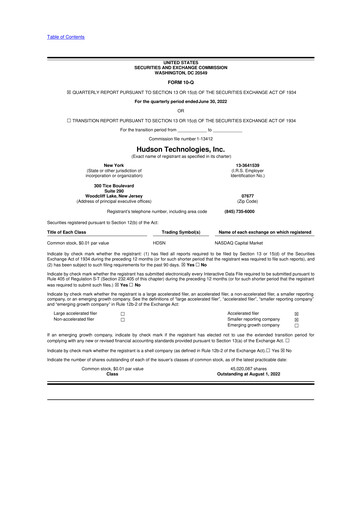 Thumbnail Hudson Technologies 10-Q Quarterly Report FY 