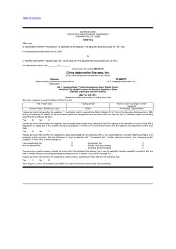 Thumbnail China Automotive Systems 10-Q Quarterly Report FY2022 