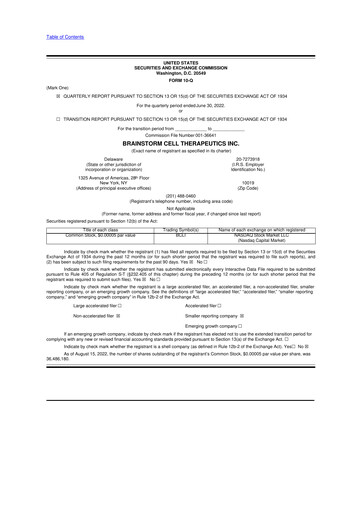 Vorschaubild BrainStorm Cell Therapeutics 10-Q Quartalsbericht 2022 