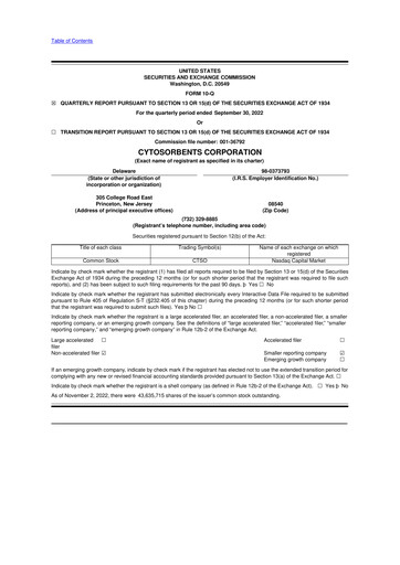 Miniature Cytosorbents 10-Q Rapport trimestriel  