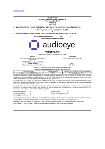 Thumbnail AudioEye 10-Q Quarterly Report FY2022 
