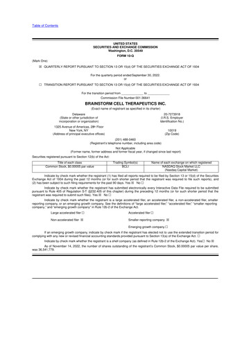 Vorschaubild BrainStorm Cell Therapeutics 10-Q Quartalsbericht 2022 