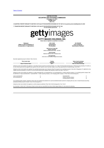 Miniature Getty Images 10-Q Rapport trimestriel 2022 