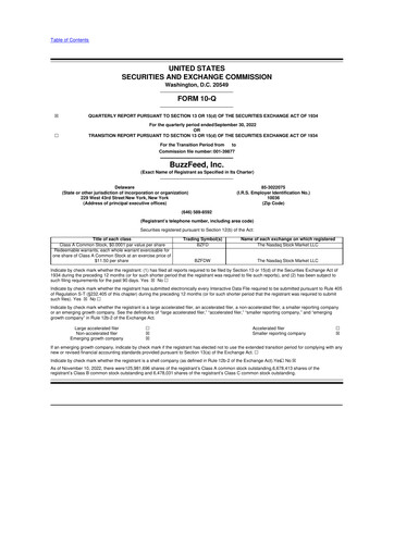 Miniature Buzzfeed 10-Q Rapport trimestriel 2022 