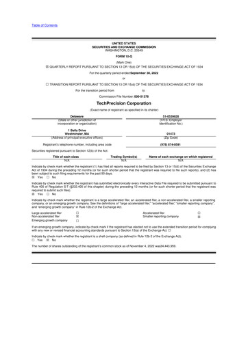 Miniature TechPrecision 10-Q Rapport trimestriel 2023 