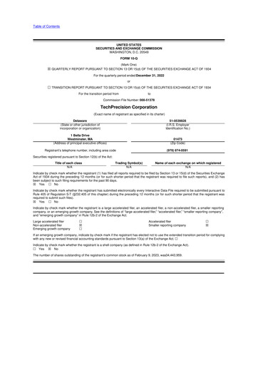 Miniature TechPrecision 10-Q Rapport trimestriel 2023 
