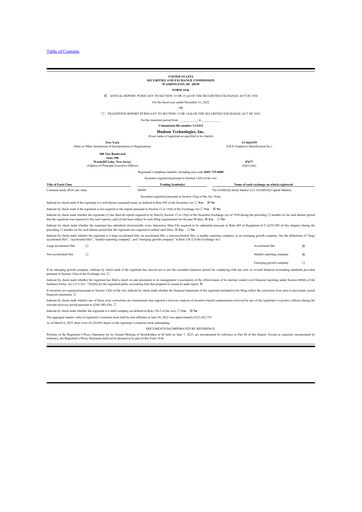 Thumbnail Hudson Technologies 10-K Annual Report 2022