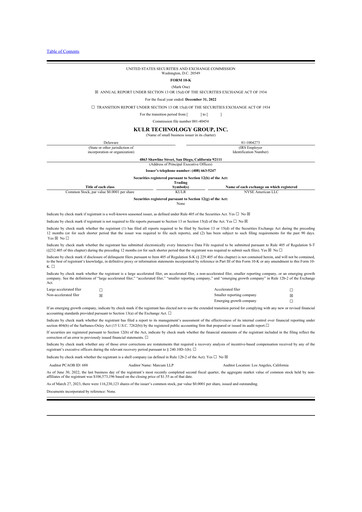 Miniature KULR Technology Group 10-K Rapport annuel 2022