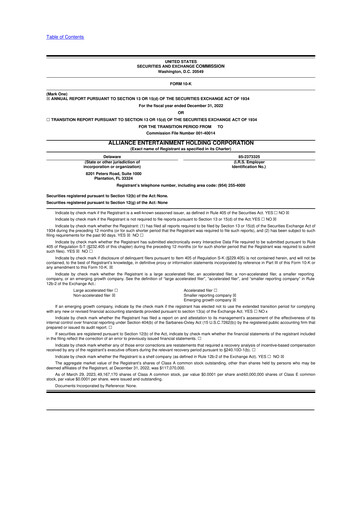 Vorschaubild Alliance Entertainment 10-K Jahresbericht 2022