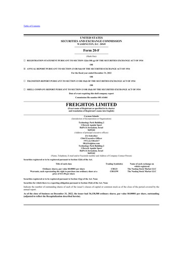 Thumbnail Freightos 20-F Annual Report 2022