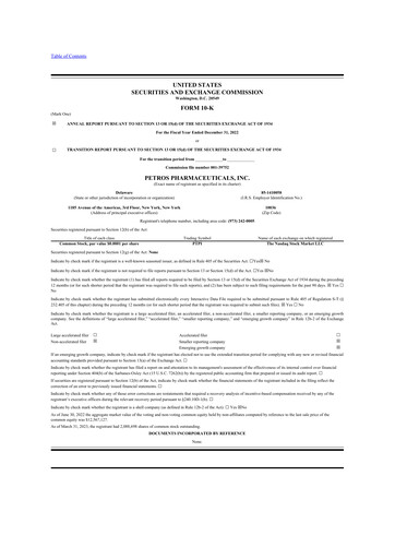 Vorschaubild Petros Pharmaceuticals 10-K Jahresbericht 2022