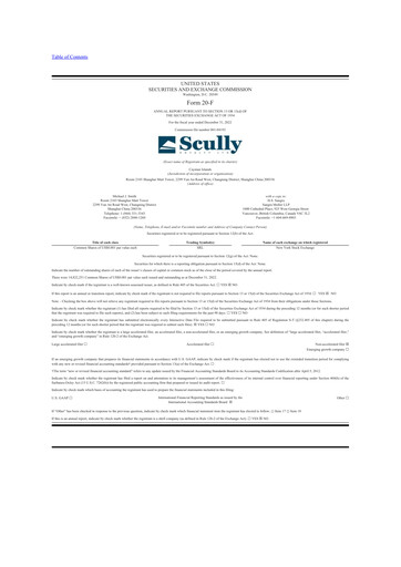 Thumbnail Scully Royalty 20-F Annual Report 2022