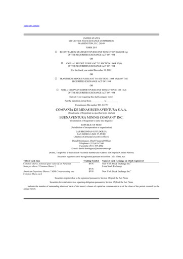 Thumbnail Buenaventura Mining Company  20-F Annual Report 2022