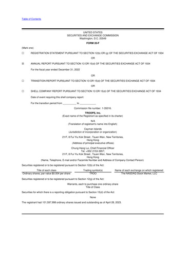 Vorschaubild TROOPS, Inc. 20-F Jahresbericht 2022