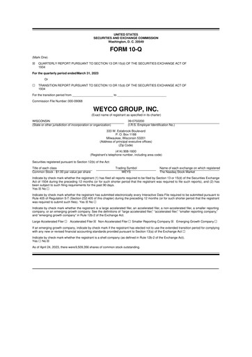 Thumbnail Weyco Group 10-Q Quarterly Report FY2023 