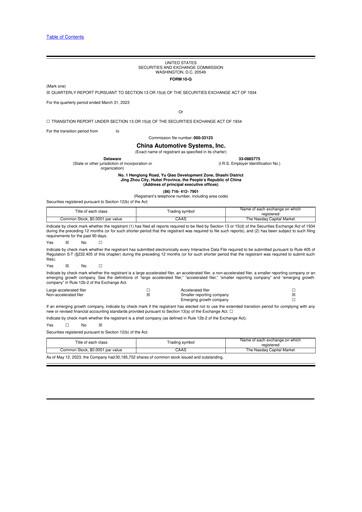 Thumbnail China Automotive Systems 10-Q Quarterly Report FY2023 