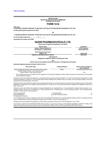 Vorschaubild Quoin Pharmaceuticals 10-Q Quartalsbericht 2023 