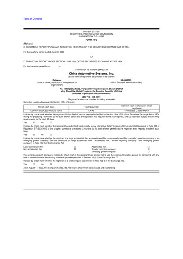 Thumbnail China Automotive Systems 10-Q Quarterly Report FY2023 