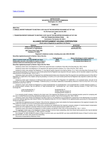 Vorschaubild Alliance Entertainment 10-K Jahresbericht 2023