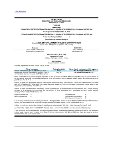 Vorschaubild Alliance Entertainment 10-Q Quartalsbericht 2023 