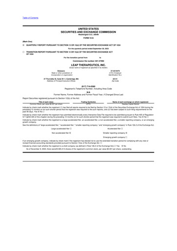 Thumbnail Leap Therapeutics
 10-Q Quarterly Report FY2023 Q3