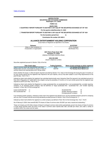 Vorschaubild Alliance Entertainment 10-Q Quartalsbericht 2024 