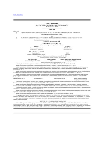 Thumbnail Leap Therapeutics
 10-K Annual Report 2023