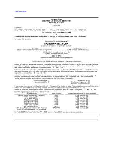 Thumbnail Sachem Capital
 10-Q Quarterly Report FY 