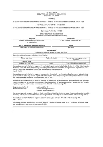 Miniature Great Southern Bancorp 10-Q Rapport trimestriel 2024 