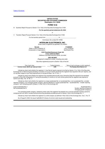 Thumbnail Interlink Electronics 10-Q Quarterly Report FY 