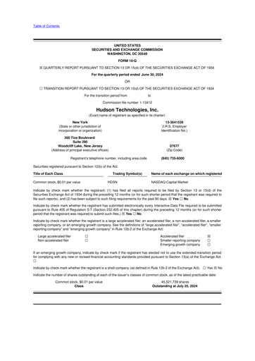 Thumbnail Hudson Technologies 10-Q Quarterly Report FY 