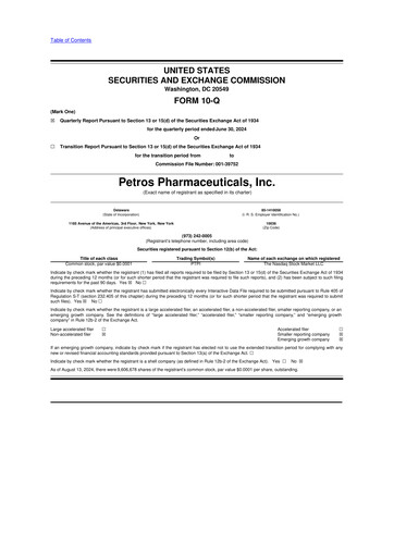 Miniature Petros Pharmaceuticals 10-Q Rapport trimestriel 2024 