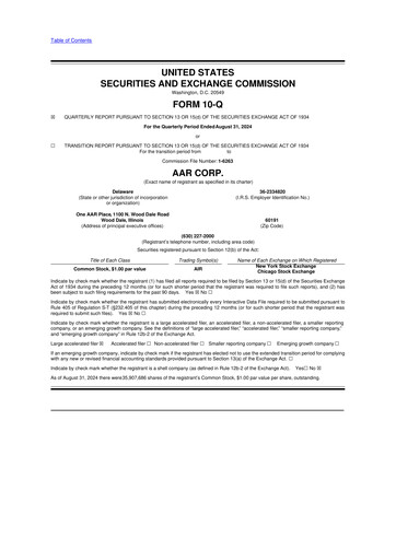Thumbnail AAR 10-Q Quarterly Report FY2025 