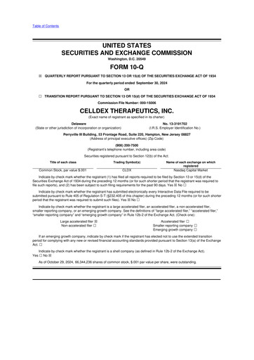 Thumbnail Celldex Therapeutics 10-Q Quarterly Report FY2024 